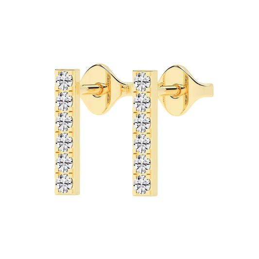 Sleek Linear Sparkle Diamond Bar Studs