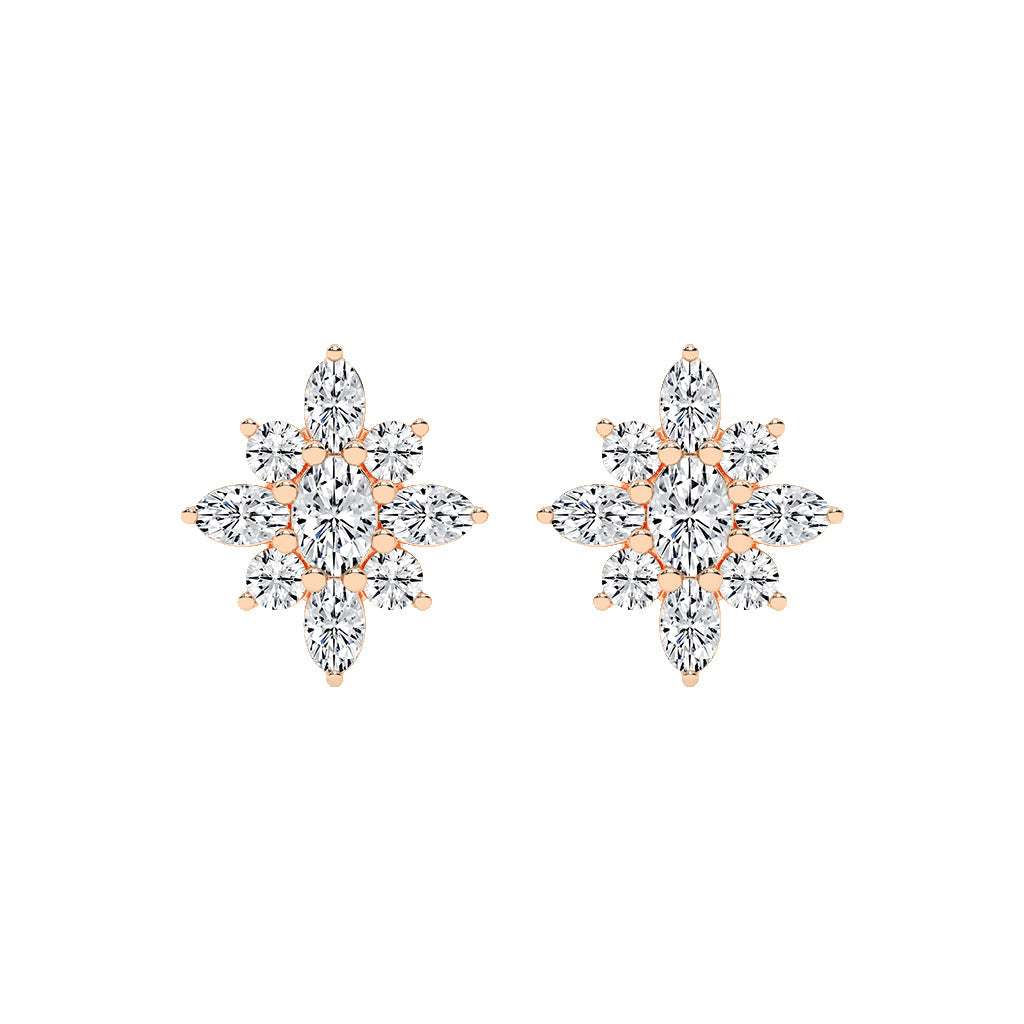 Radiant Petal Burst Mixed Cut Diamond Studs