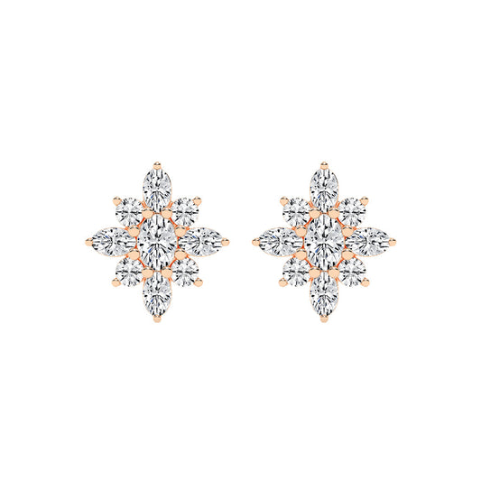 Radiant Petal Burst Mixed Cut Diamond Studs