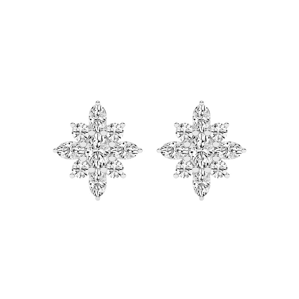 Radiant Petal Burst Mixed Cut Diamond Studs