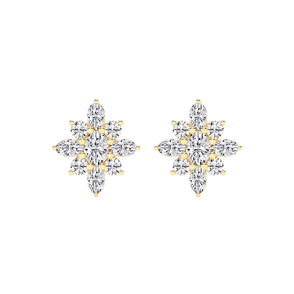 Radiant Petal Burst Mixed Cut Diamond Studs
