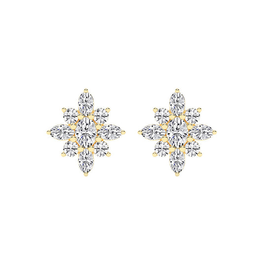 Radiant Petal Burst Mixed Cut Diamond Studs