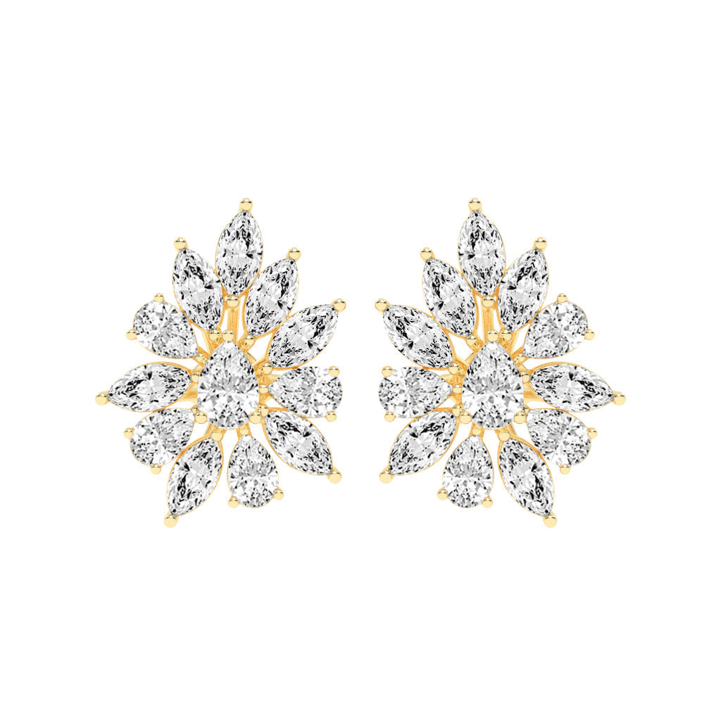 Petal Bloom Diamond Cluster Earrings