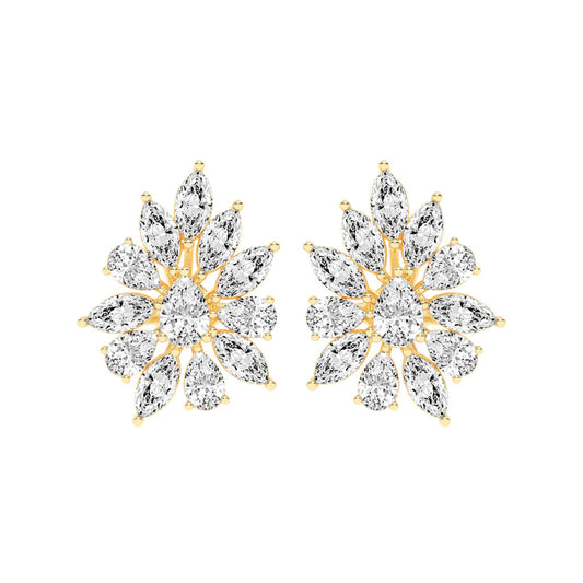 Petal Bloom Diamond Cluster Earrings