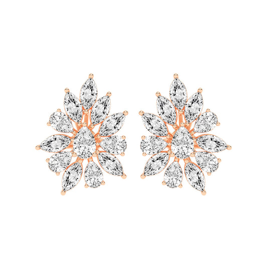 Petal Bloom Diamond Cluster Earrings