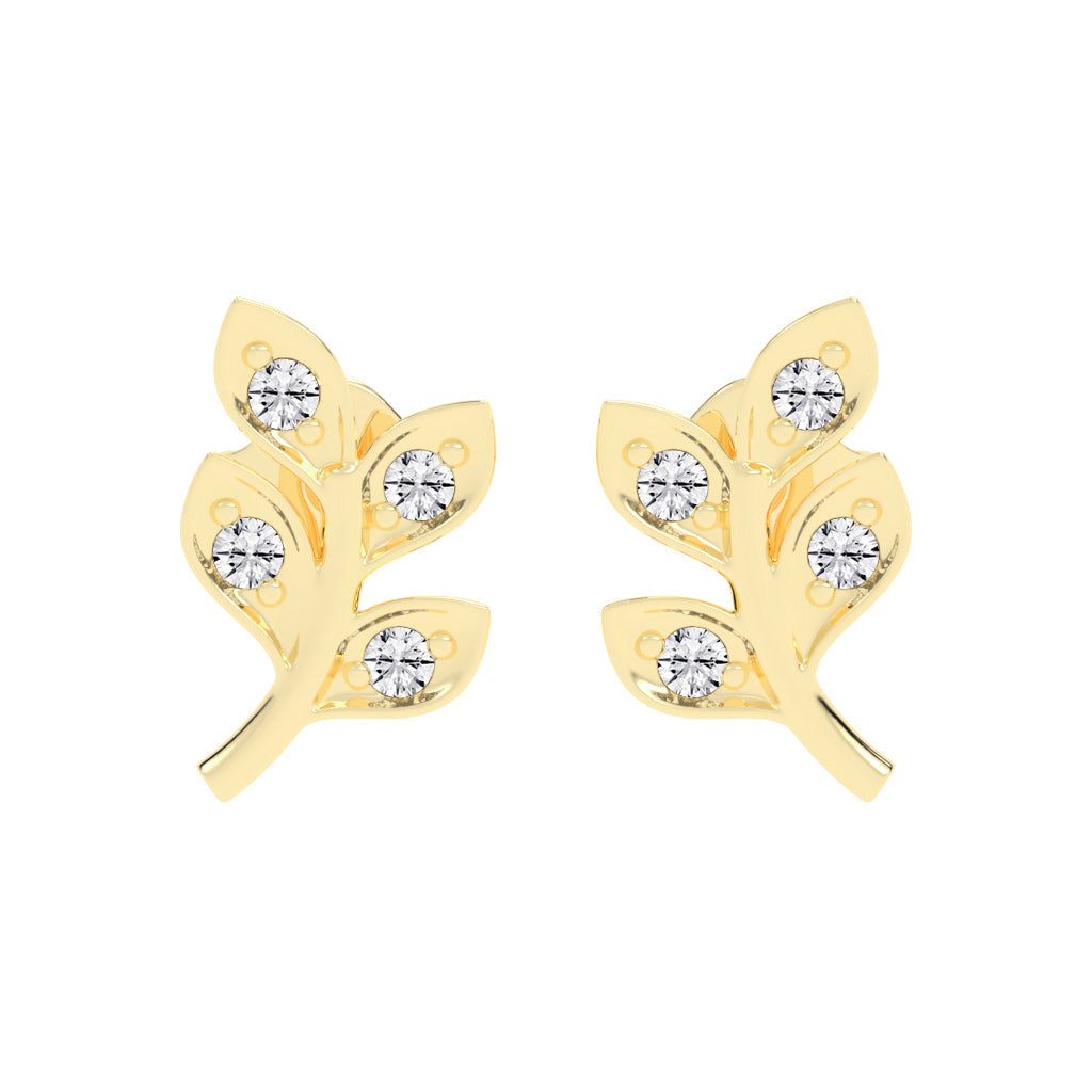 Sparkling Leaf Whispers Stud Earrings
