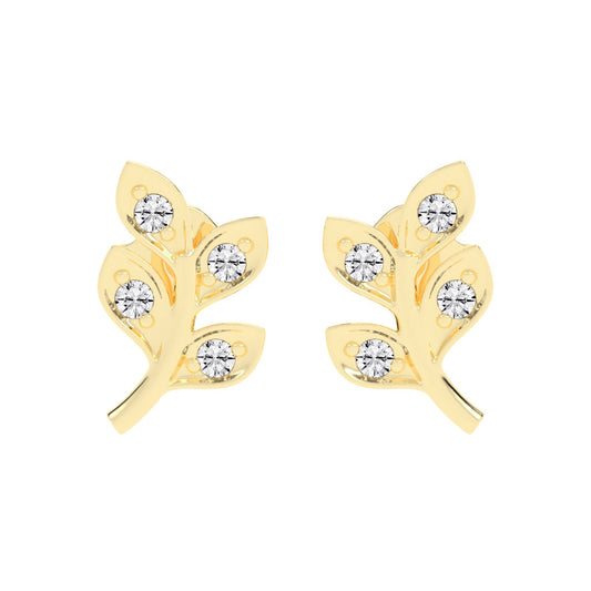Sparkling Leaf Whispers Stud Earrings