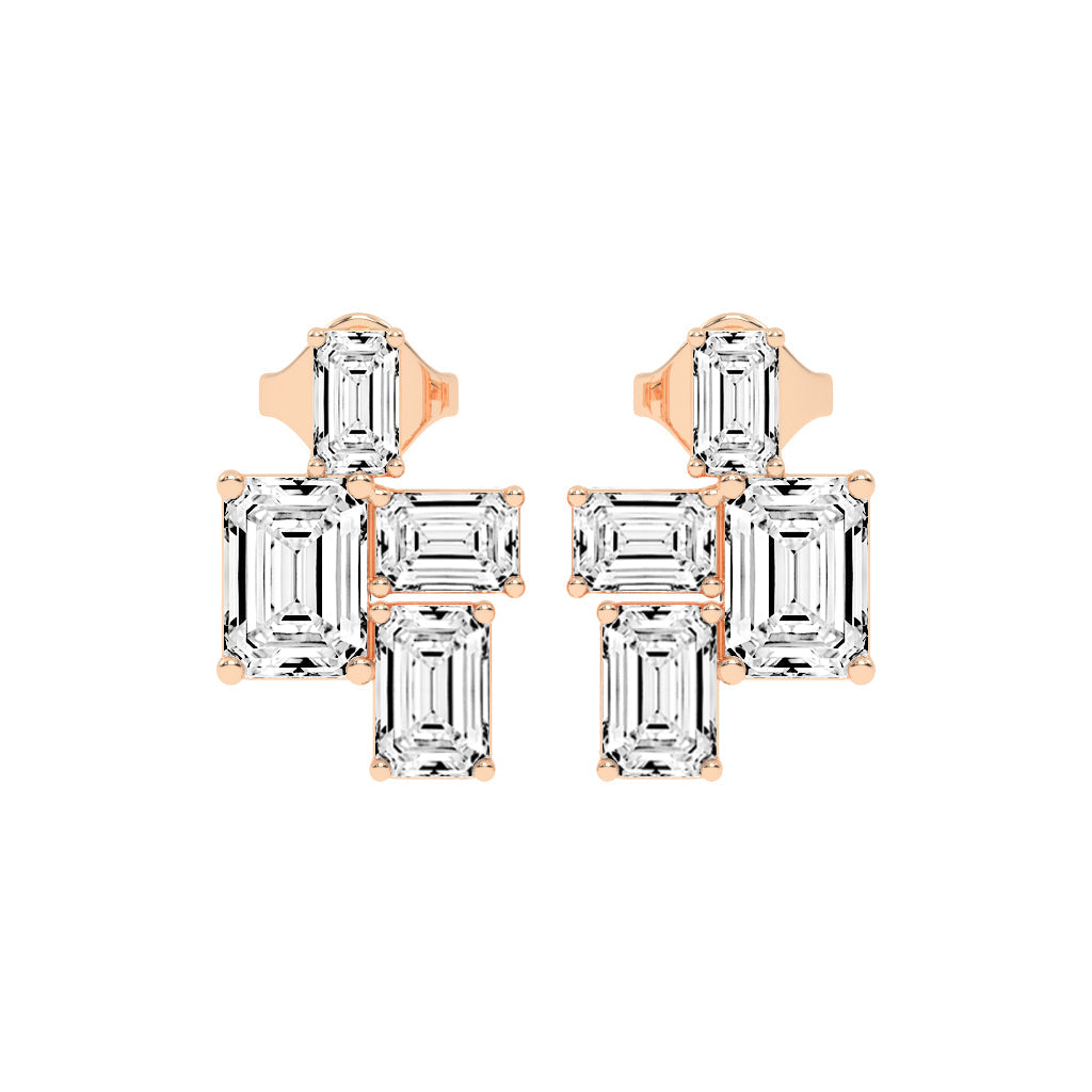 Emerald-Cut Cluster Studs