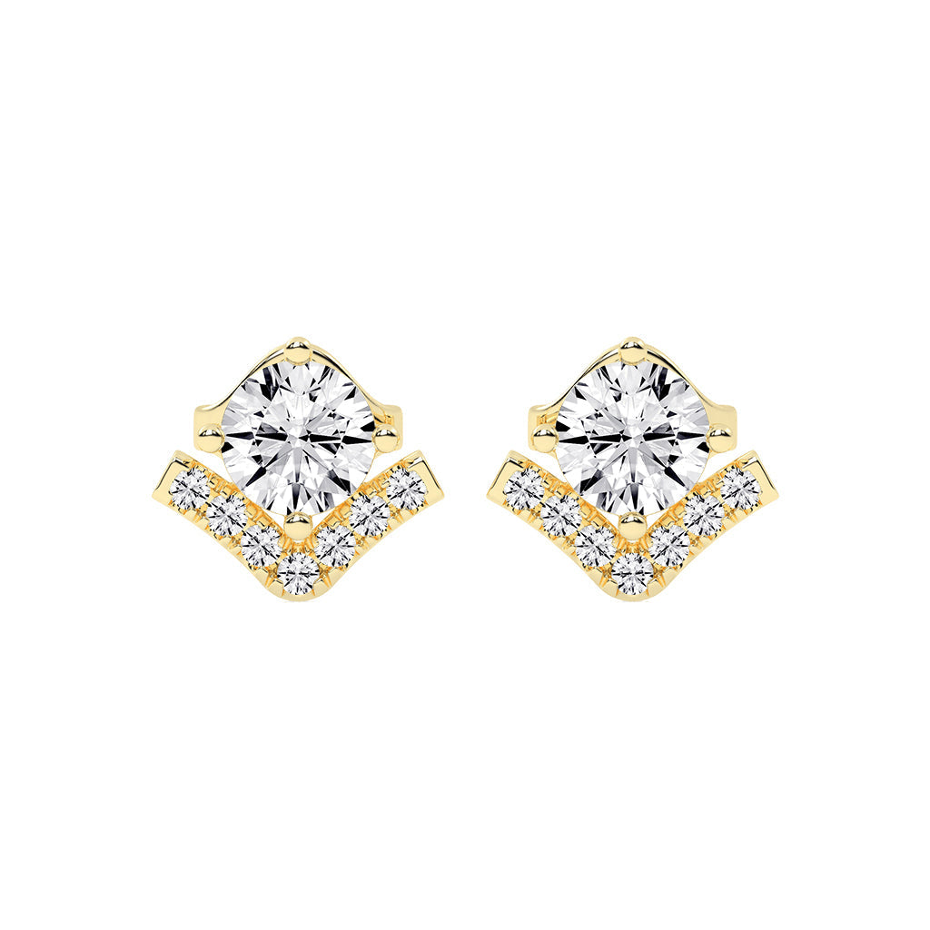 Mixed-Cut Heart Stud Earrings