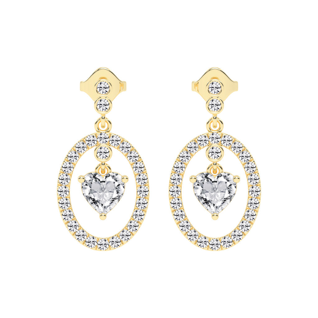 Heart in Halo Drop Earrings