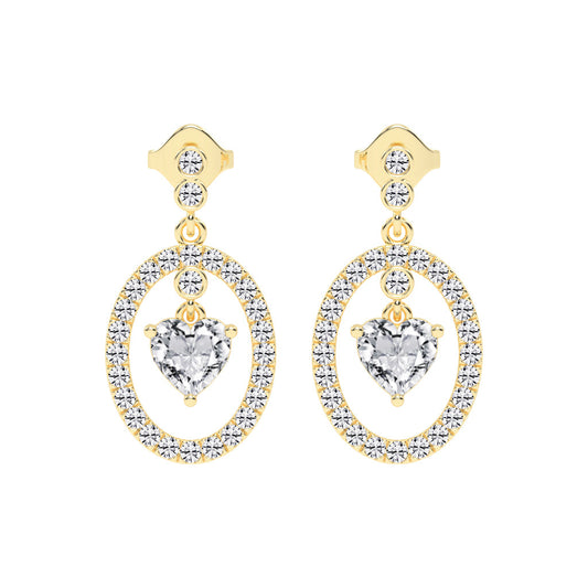 Heart in Halo Drop Earrings