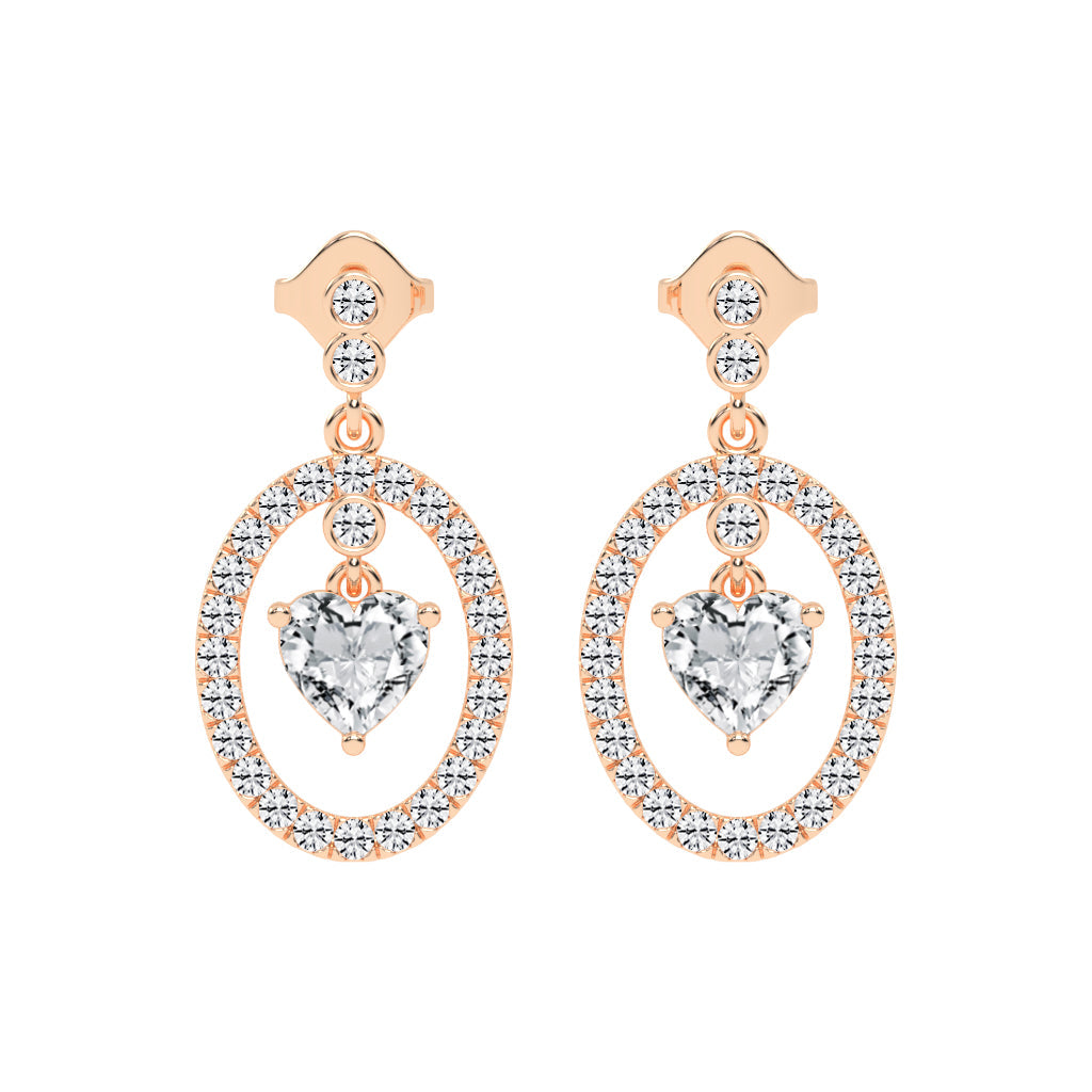 Heart in Halo Drop Earrings