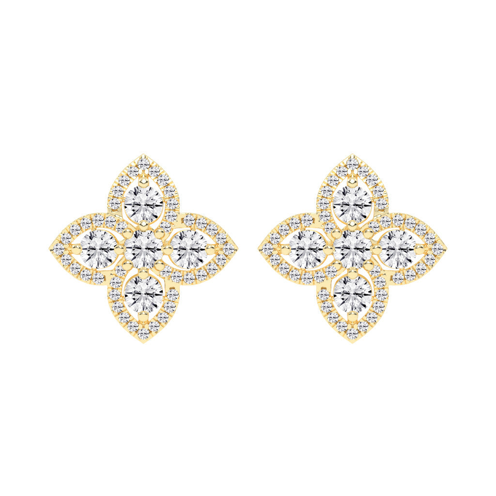 Starlight Petal Diamond Halo Studs