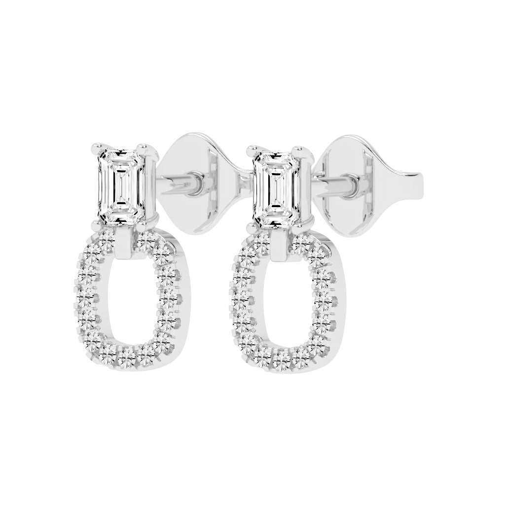 Baguette Cut & PavÃ© Diamond Earrings