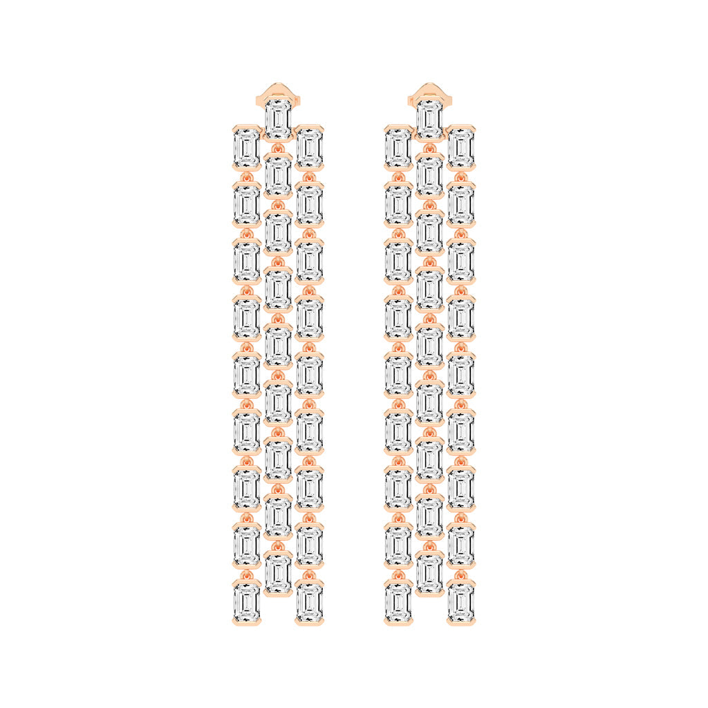 Regal Cascade Emerald Diamond Chandelier Earrings