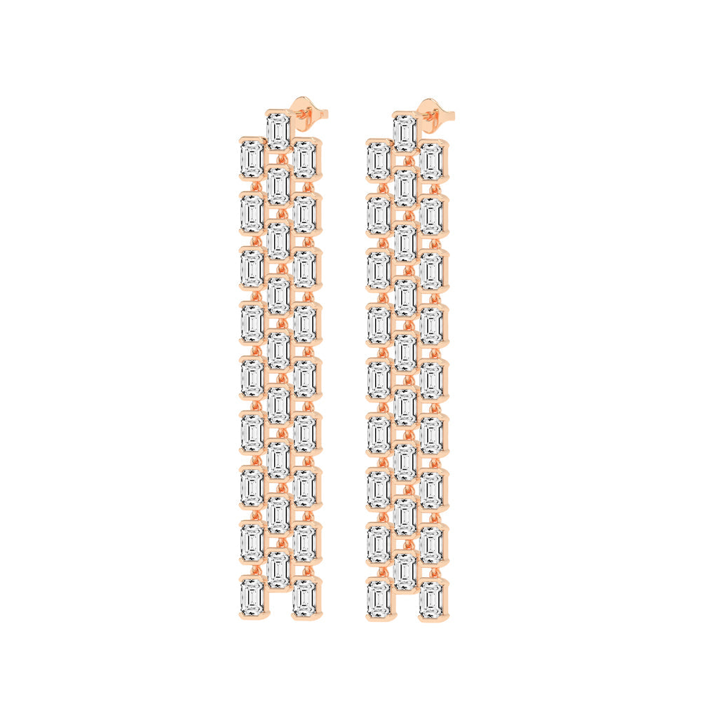 Regal Cascade Emerald Diamond Chandelier Earrings