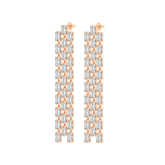 Regal Cascade Emerald Diamond Chandelier Earrings
