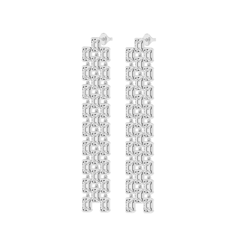 Regal Cascade Emerald Diamond Chandelier Earrings