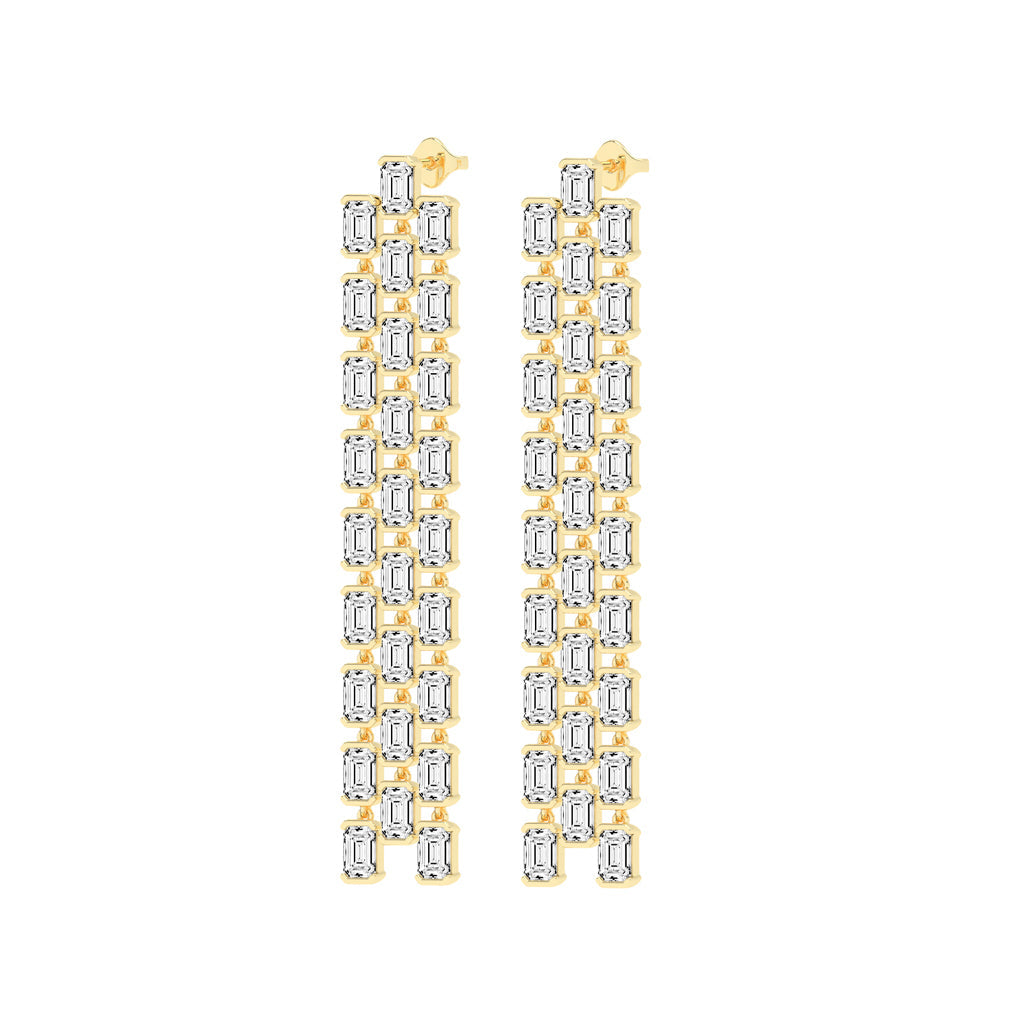 Regal Cascade Emerald Diamond Chandelier Earrings