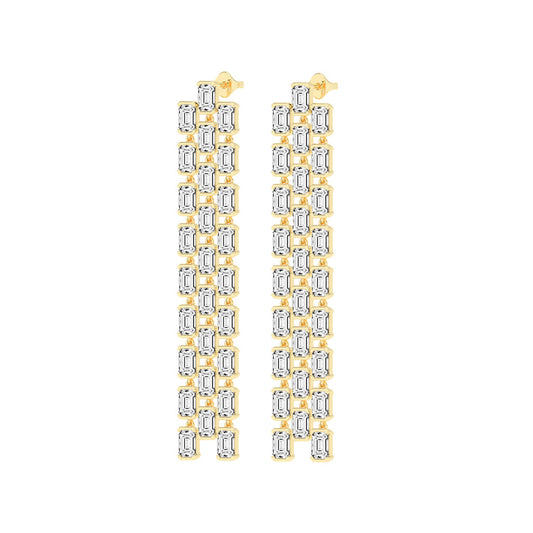 Regal Cascade Emerald Diamond Chandelier Earrings