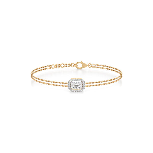 Emerald Cut Lab Grown Diamond Chain Bracelet