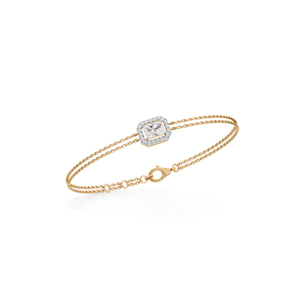 Emerald Cut Lab Grown Diamond Chain Bracelet