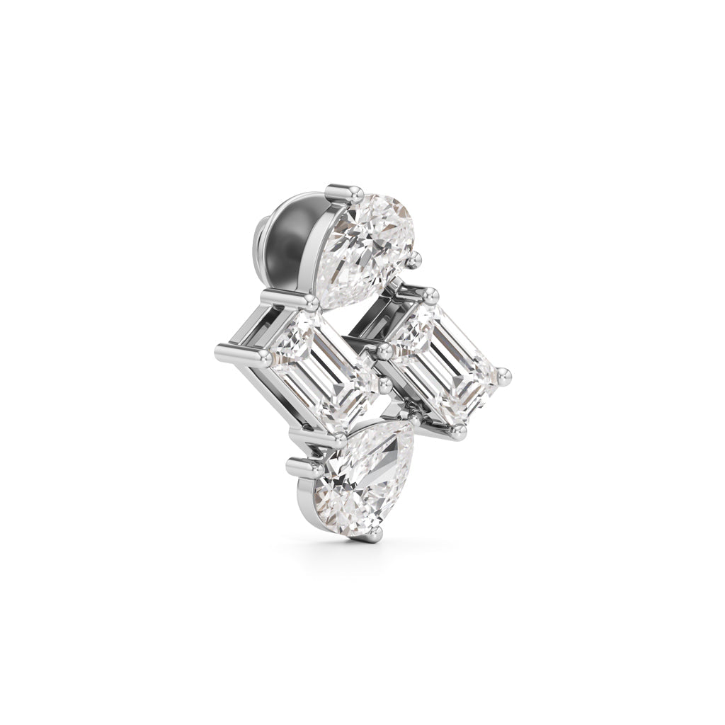 2Ct Emerald Shape Fancy Studs Earrings