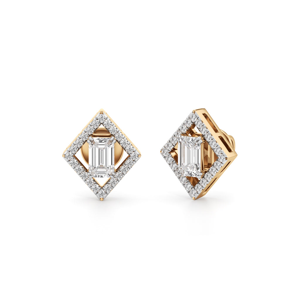 1.25Ct Emerald Shape Fancy Studs Earrings