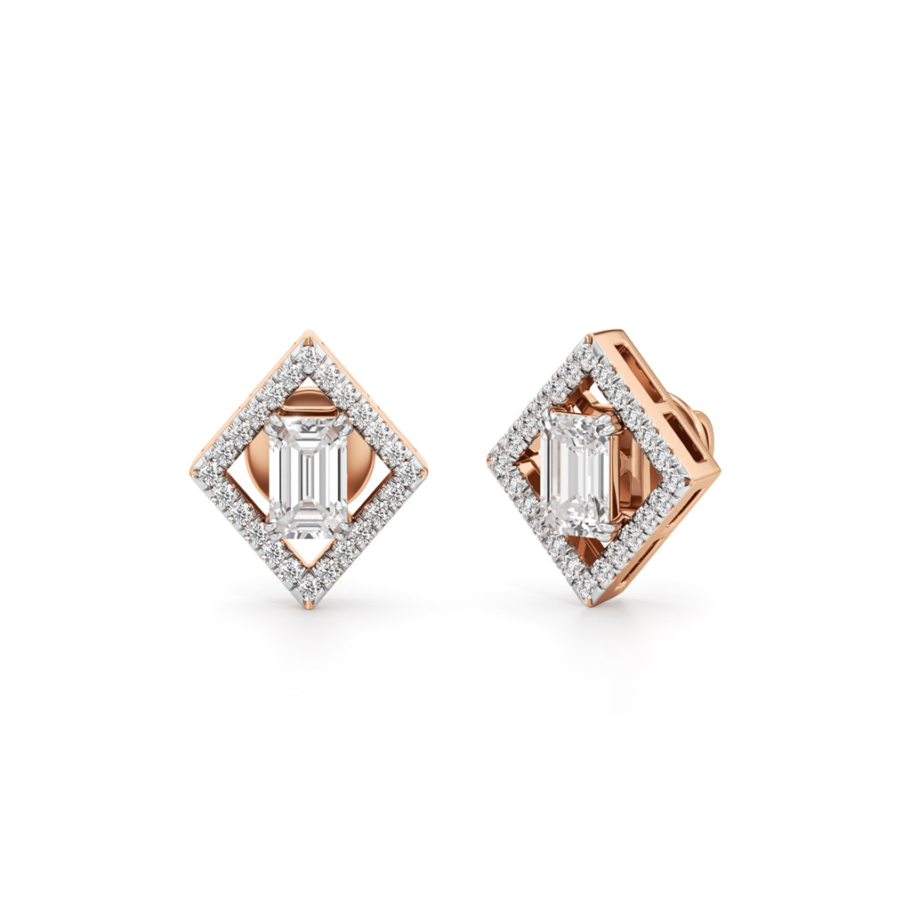 1.25Ct Emerald Shape Fancy Studs Earrings