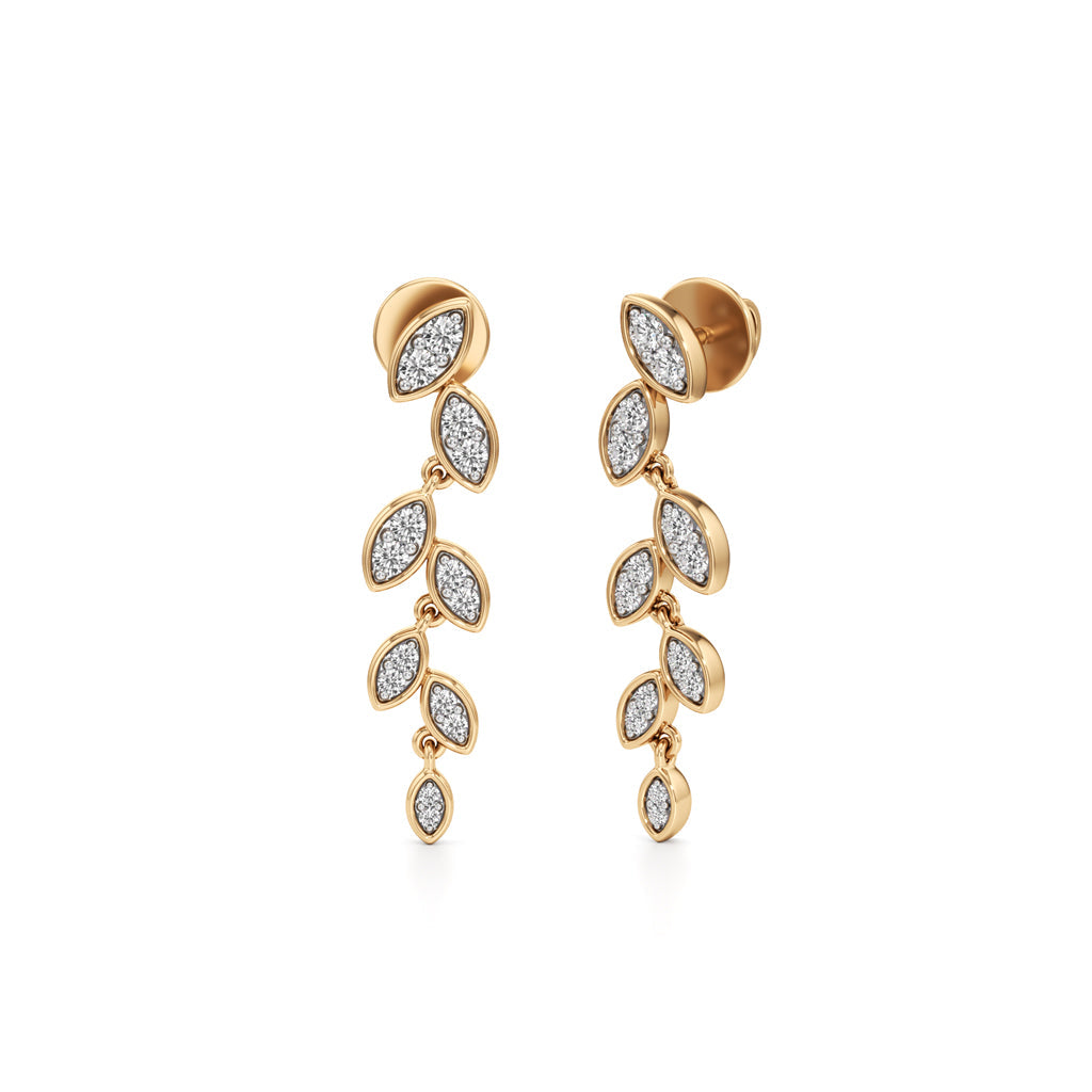 Golden Leaf Cascade Q Dangle Earrings