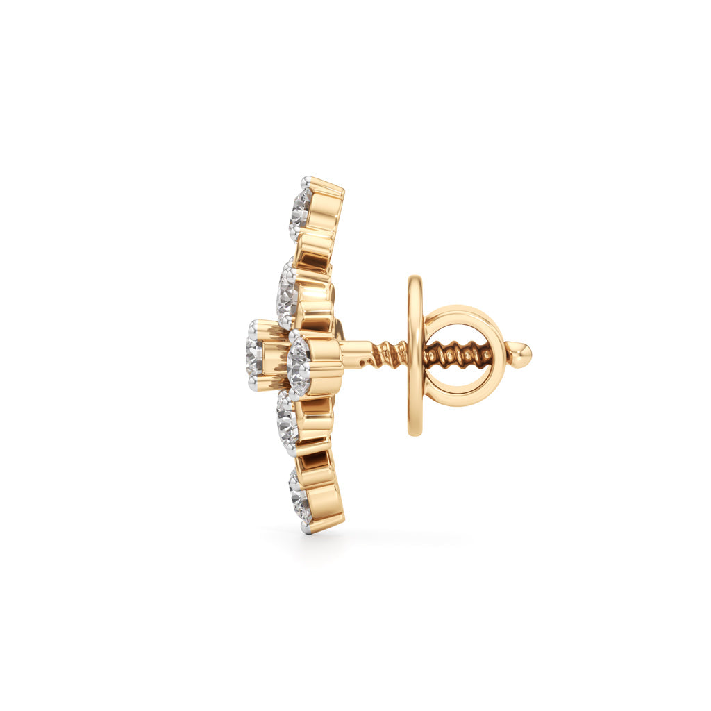 0.75Ct Round Shape Fancy Studs Earrings