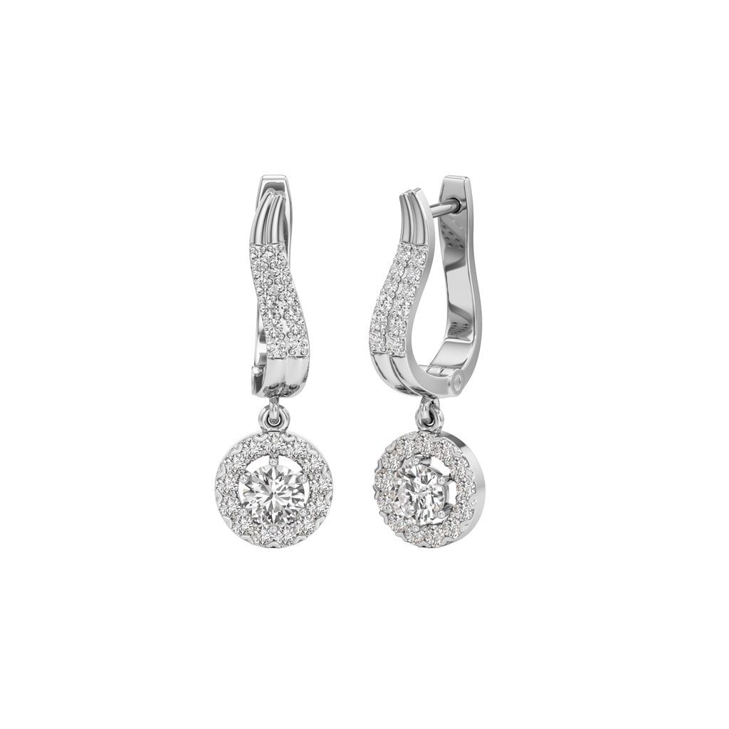1Ct Round Shape Dangles Earrings