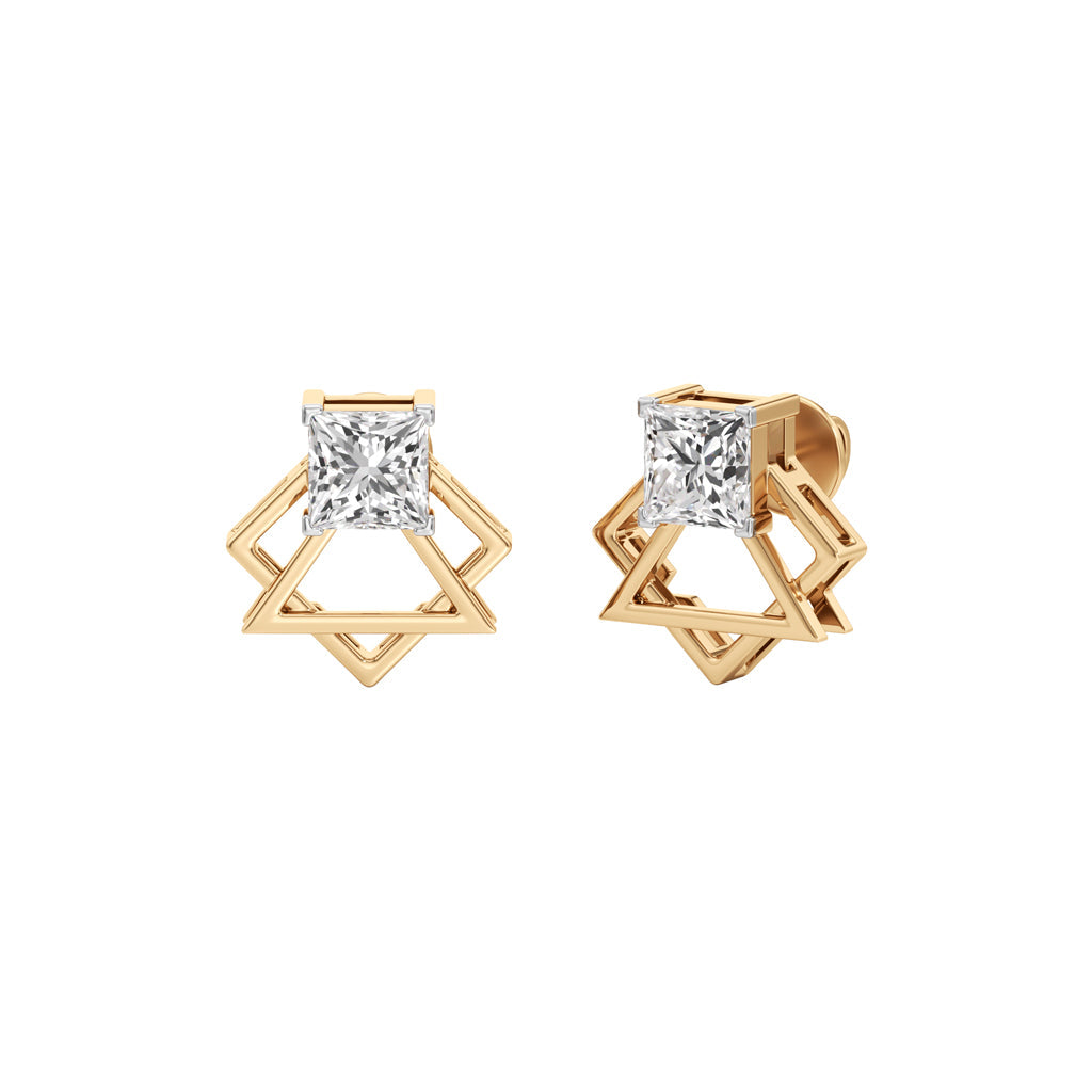 2Ct Princess Shape Fancy Studs Earrings