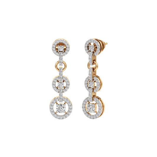 1.00Ct Round Shape Dangles Earrings