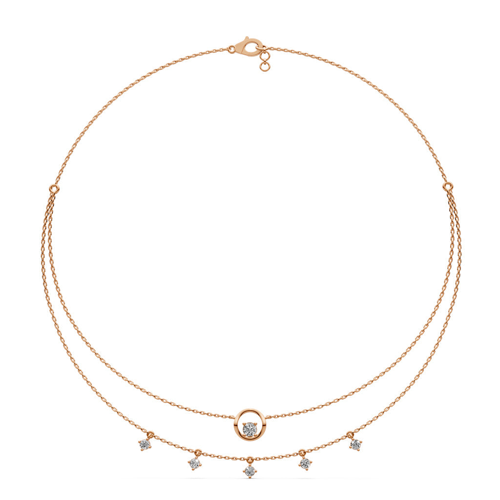 Layered Diamond Necklace with Ring Motif