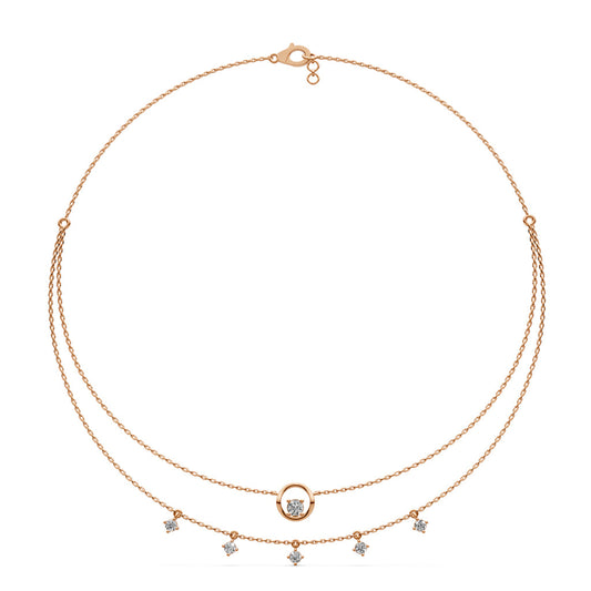 Layered Diamond Necklace with Ring Motif