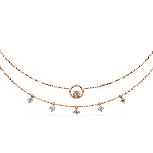 Layered Diamond Necklace with Ring Motif