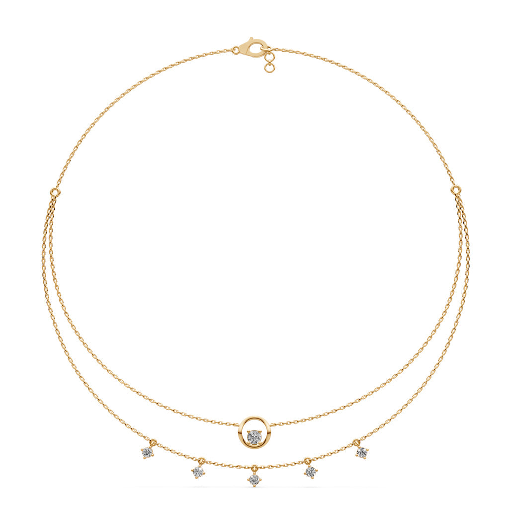 Layered Diamond Necklace with Ring Motif