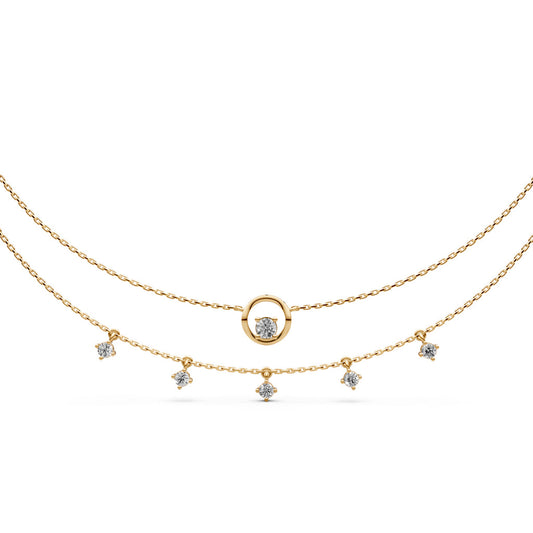 Layered Diamond Necklace with Ring Motif