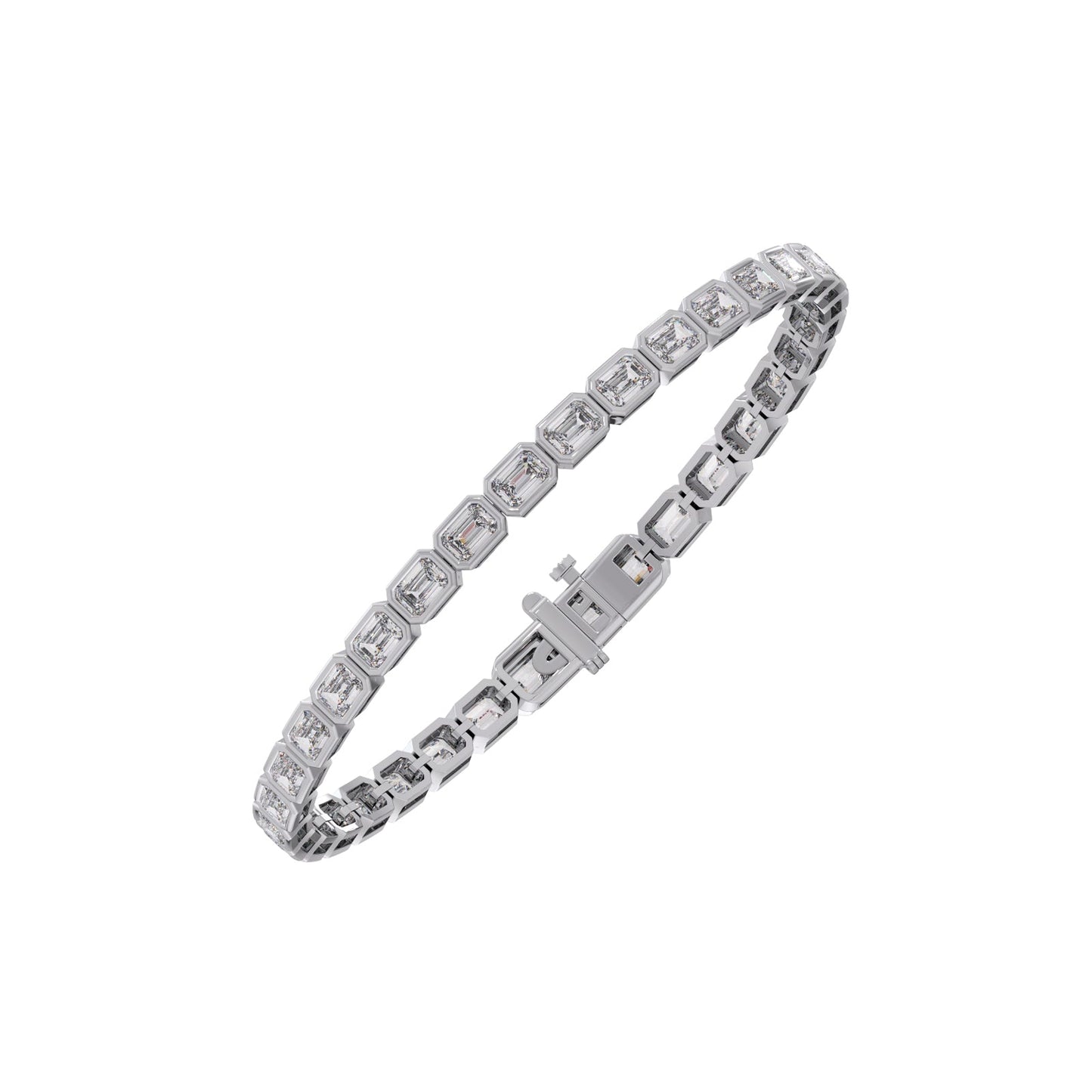 7.01 ct Bezel Emerald Diamond Tennis Bracelet