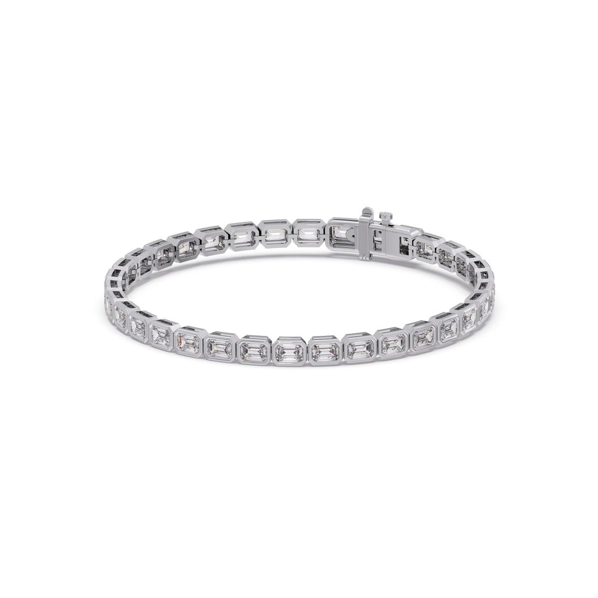 7.01 ct Bezel Emerald Diamond Tennis Bracelet