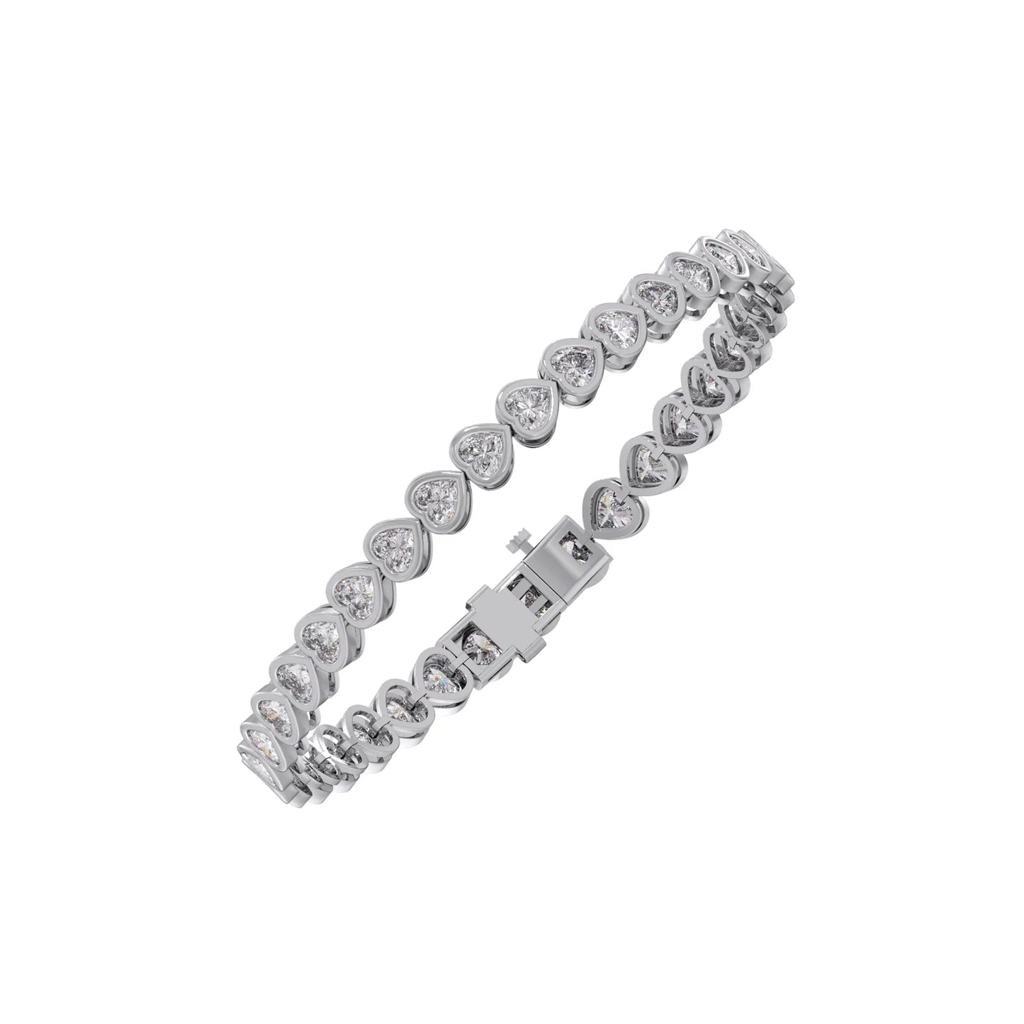 7.11 ct Bezel Heart Diamond Tennis Bracelet