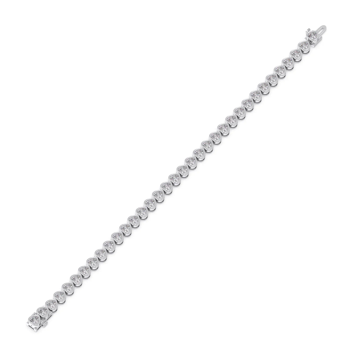 7.11 ct Bezel Heart Diamond Tennis Bracelet