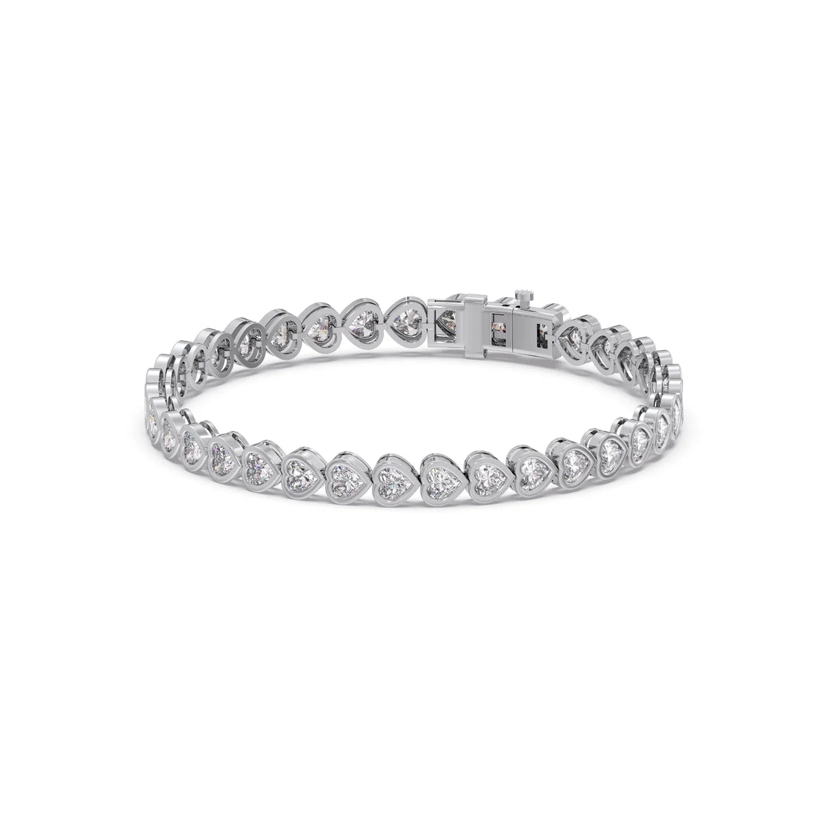 7.11 ct Bezel Heart Diamond Tennis Bracelet