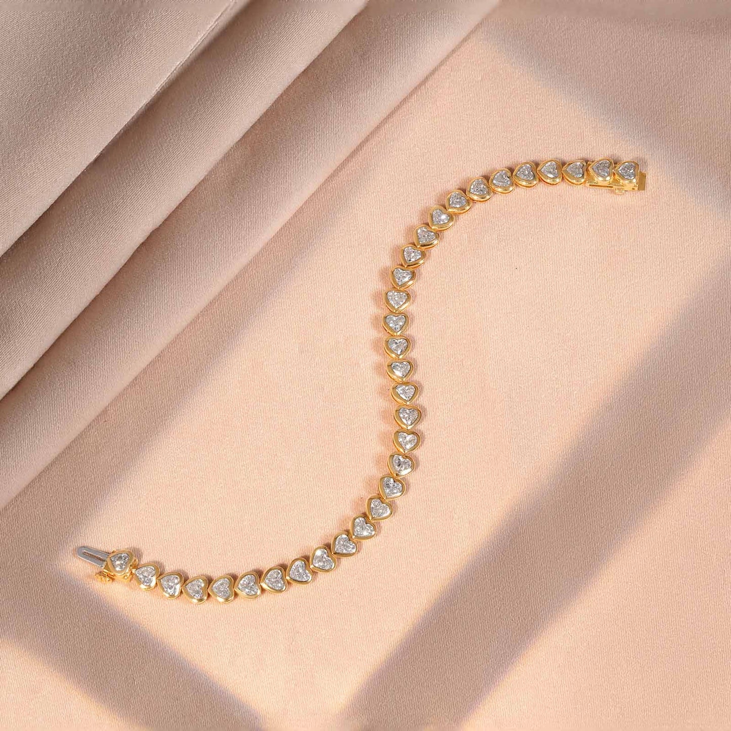7.11 ct Bezel Heart Diamond Tennis Bracelet