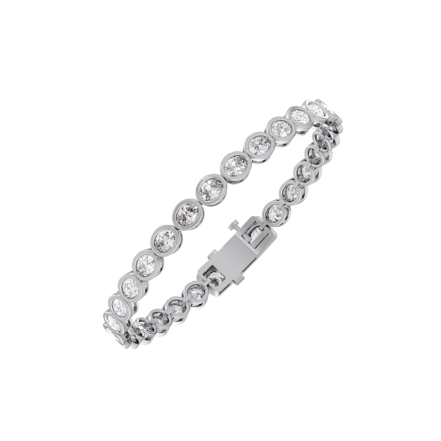 6.25 ct Bezel Oval Diamond Tennis Bracelet