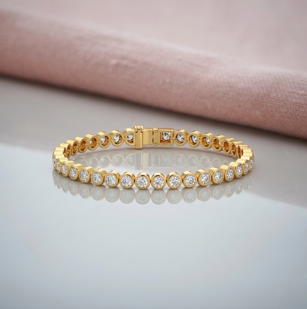 6.25 ct Bezel Round Diamond Tennis Bracelet
