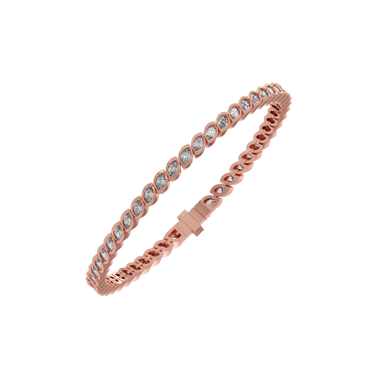 3.33 ct Bezel Marquise Diamond Tennis Bracelet