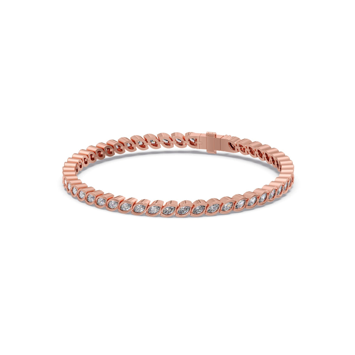 3.33 ct Bezel Marquise Diamond Tennis Bracelet