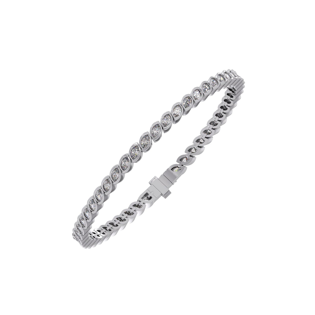 3.33 ct Bezel Marquise Diamond Tennis Bracelet